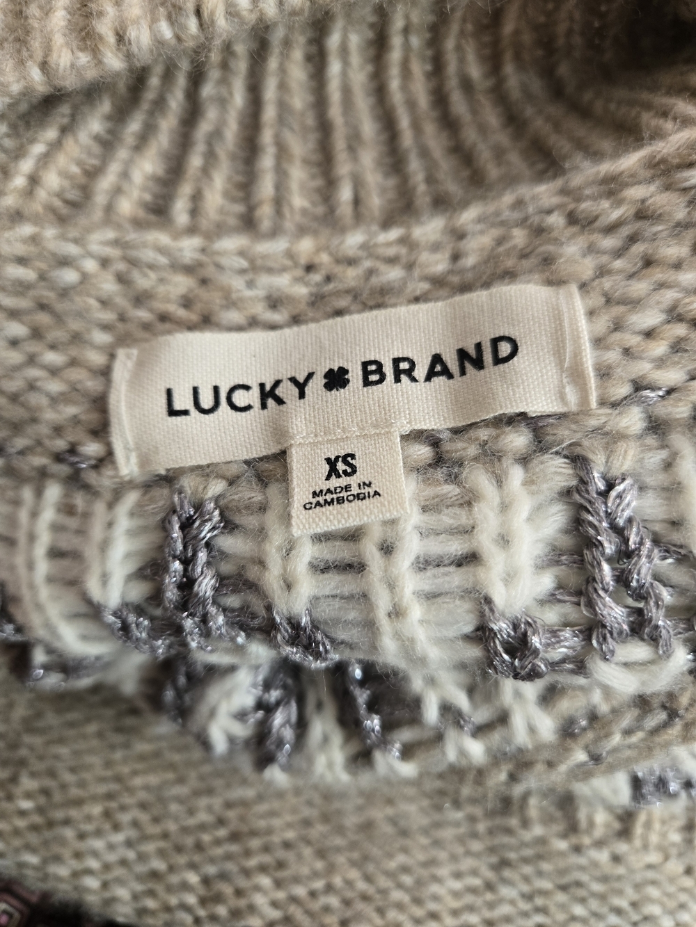 Lucky Brand Fair Isle Turtleneck Sweater in Beige and Cream - Picture 7 of 11